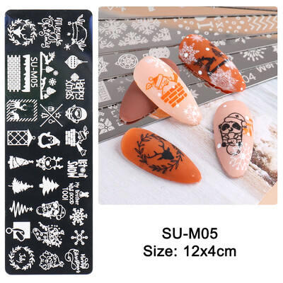 Χριστουγεννιάτικα νύχια σφράγισης πλάκες Snowflakes Elk Πρότυπο Πρωτοχρονιάς Γράμματα Χριστουγέννων Εργαλείο με στένσιλ εκτύπωσης δώρου δώρου