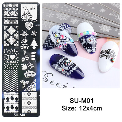 Χριστουγεννιάτικα νύχια σφράγισης πλάκες Snowflakes Elk Πρότυπο Πρωτοχρονιάς Γράμματα Χριστουγέννων Εργαλείο με στένσιλ εκτύπωσης δώρου δώρου