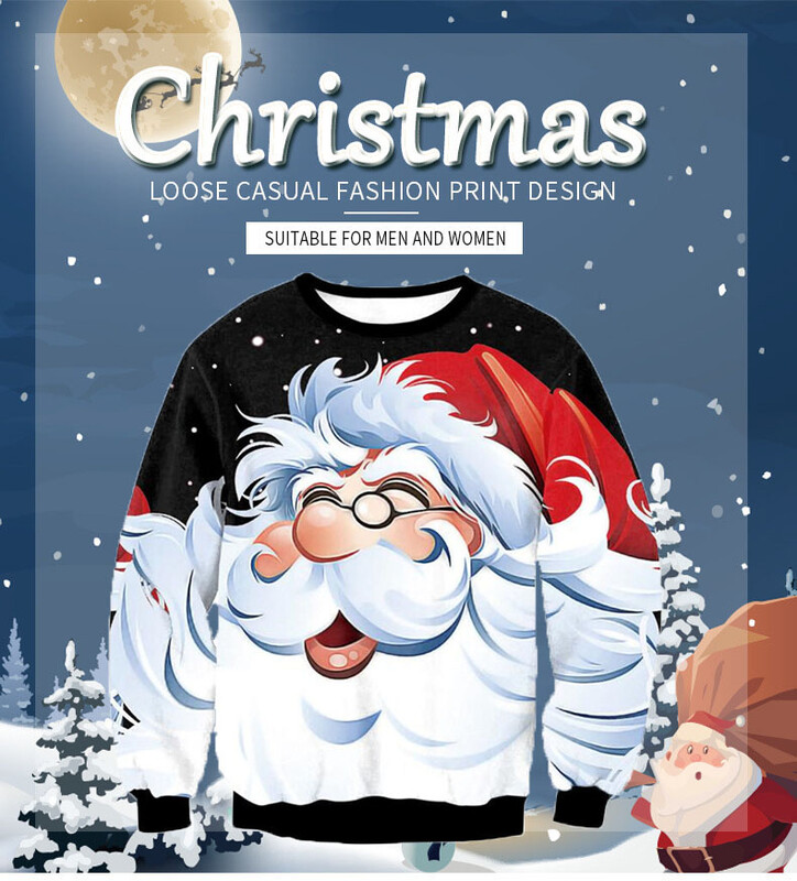 Ανδρικά Γυναικεία Φούτερ Χριστουγέννων Παραμονή Πρωτοχρονιάς Τρισδιάστατη αστεία στάμπα για γιορτινό πάρτι πουλόβερ πουλόβερ Santa Ugly Χριστουγεννιάτικο πουλόβερ