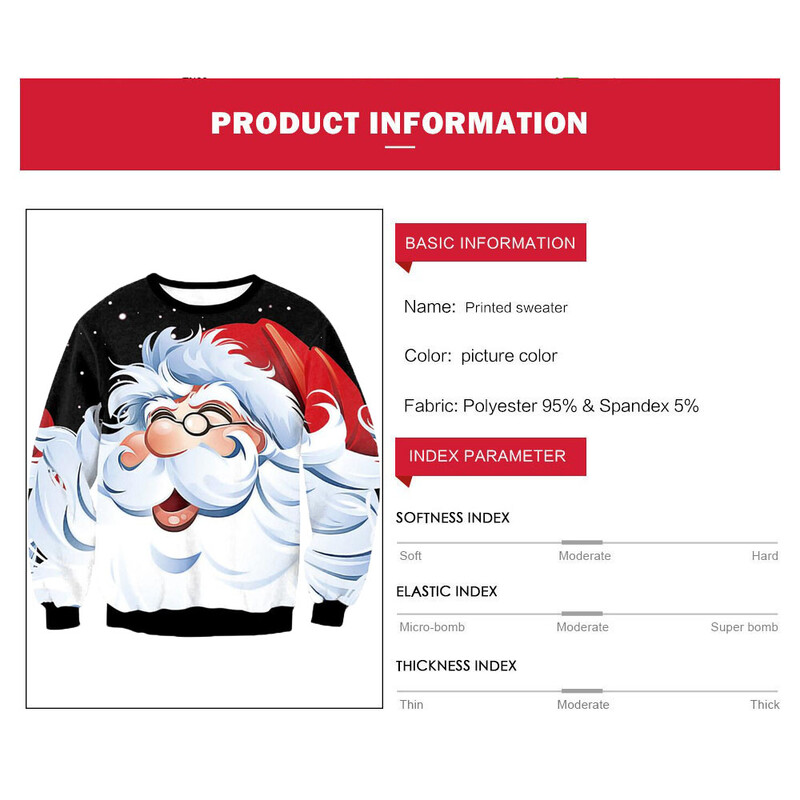 Ανδρικά Γυναικεία Φούτερ Χριστουγέννων Παραμονή Πρωτοχρονιάς Τρισδιάστατη αστεία στάμπα για γιορτινό πάρτι πουλόβερ πουλόβερ Santa Ugly Χριστουγεννιάτικο πουλόβερ