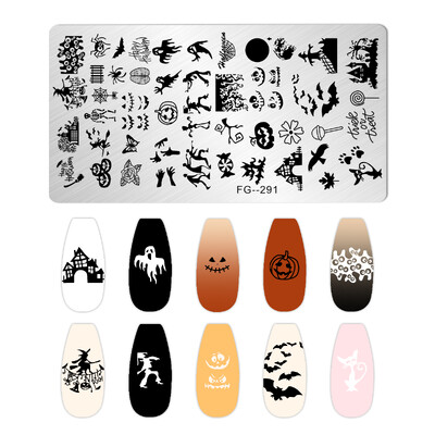 Πρότυπο σχεδίασης πινακίδας σφράγισης αποκριάτικων νυχιών Witch Heart Spider Εικόνα στένσιλ Εργαλεία εκτύπωσης νυχιών Διακόσμηση