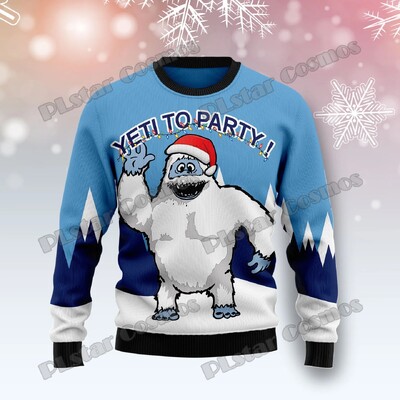 Jesen Zima Unisex ležerni pleteni pulover džemper s nevjerojatnim Bigfoot uzorkom 3D ispisan muški ružni božićni džemper KMY01