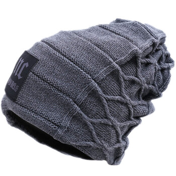 Καπέλο Hedging για άνδρες Keep Warm NC Knitting Plus Velvet Beanie Winter solid Cap