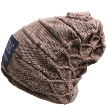 Καπέλο Hedging για άνδρες Keep Warm NC Knitting Plus Velvet Beanie Winter solid Cap