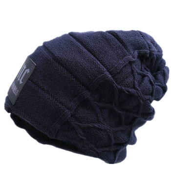 Καπέλο Hedging για άνδρες Keep Warm NC Knitting Plus Velvet Beanie Winter solid Cap