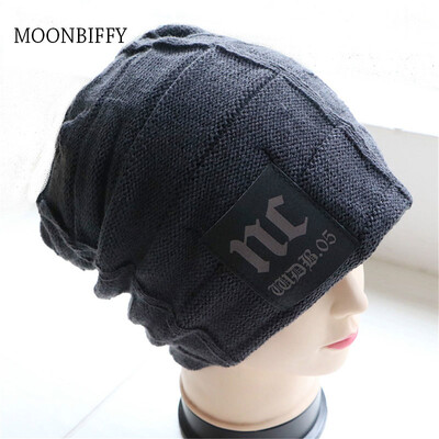 Καπέλο Hedging για άνδρες Keep Warm NC Knitting Plus Velvet Beanie Winter solid Cap