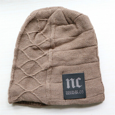 Καπέλο Hedging για άνδρες Keep Warm NC Knitting Plus Velvet Beanie Winter solid Cap