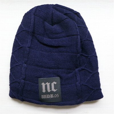Καπέλο Hedging για άνδρες Keep Warm NC Knitting Plus Velvet Beanie Winter solid Cap