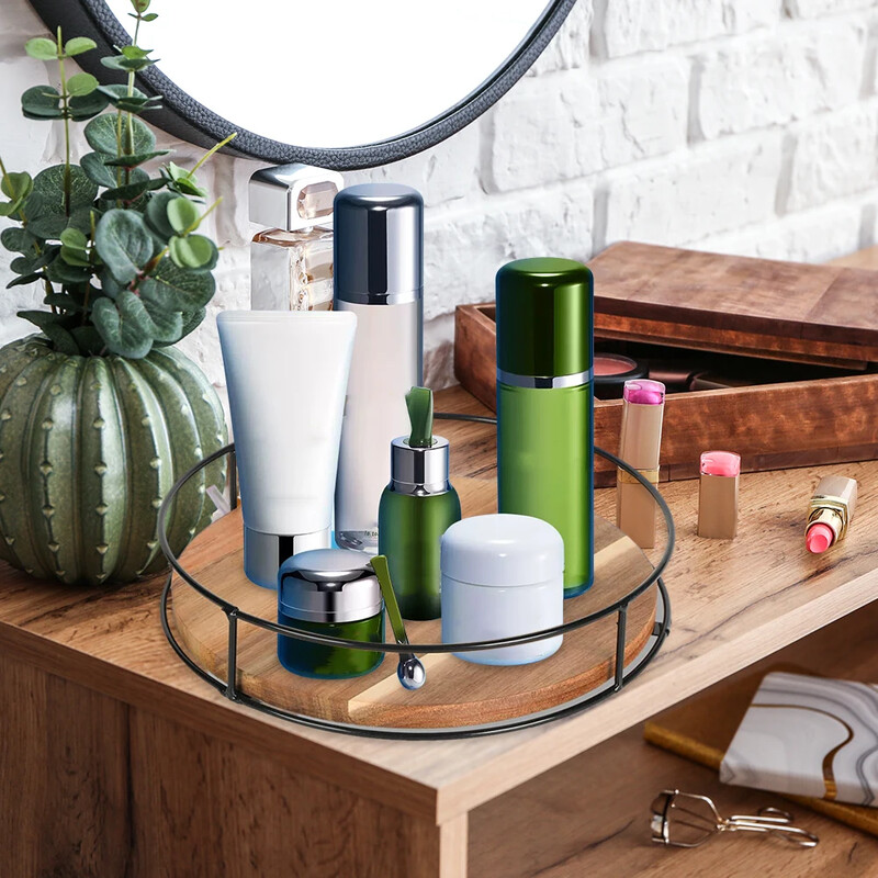 Περιστρεφόμενο 360 μοιρών Lazy Susan πικάπ Ευέλικτο περιστρεφόμενο ράφι αποθήκευσης στρογγυλό ξύλινο για ντουλάπι οικιακής κουζίνας