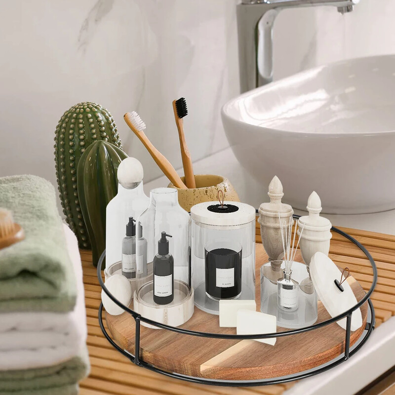 Περιστρεφόμενο 360 μοιρών Lazy Susan πικάπ Ευέλικτο περιστρεφόμενο ράφι αποθήκευσης στρογγυλό ξύλινο για ντουλάπι οικιακής κουζίνας