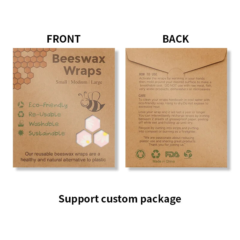 Komplet od 3 komada za višekratnu upotrebu Krpa za održavanje svježine hrane Organska pohrana Prirodna folija za hranu od pčelinjeg voska Ekološki kuhinjski papir