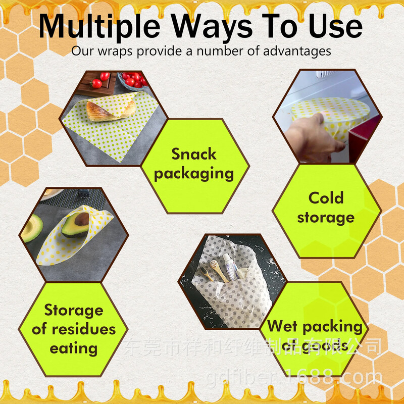 Komplet od 3 komada za višekratnu upotrebu Krpa za održavanje svježine hrane Organska pohrana Prirodna folija za hranu od pčelinjeg voska Ekološki kuhinjski papir