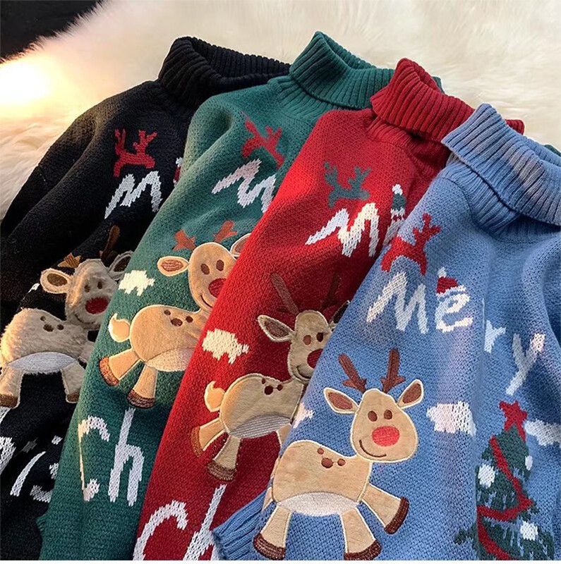 Vīriešu un sieviešu bruņurupucis Neglīts vīrietis Ziemassvētku džemperis Ziemassvētku džemperis Pāra džemperis, pullover de noel homme moche