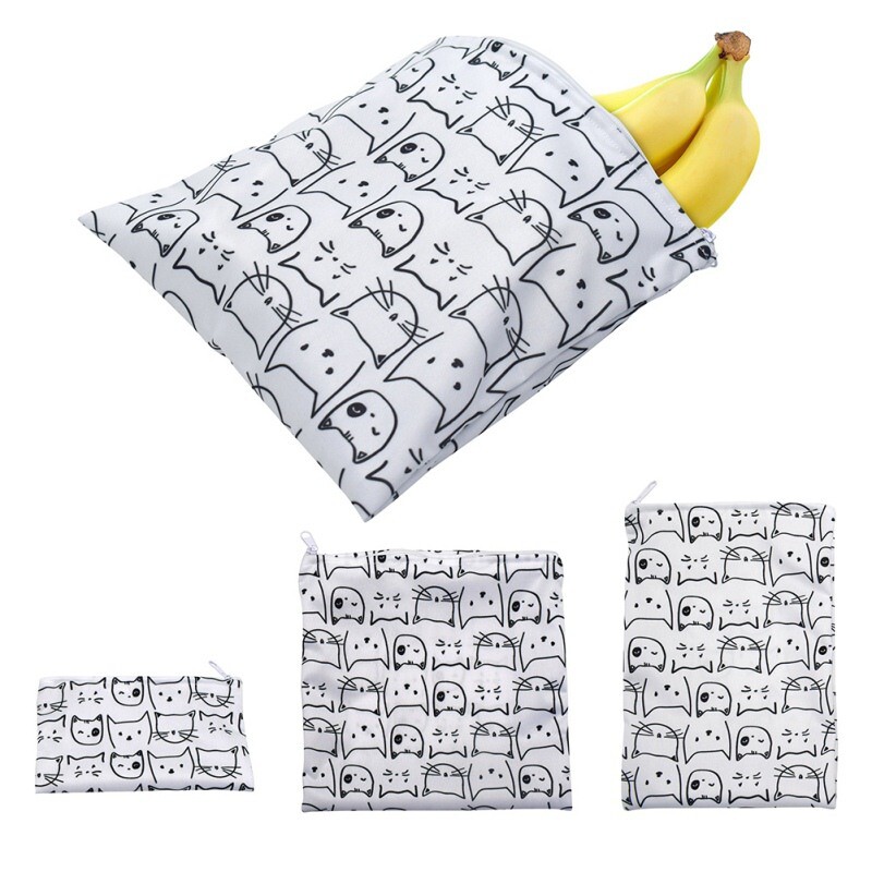 3 vnt užkandžių maisto laikymo maišeliai Daugkartinio naudojimo vandeniui nepralaidūs sumuštinių maišeliai su užtrauktuku pietūs duonos laikymo dėklas Šaldiklio maišelio konteineris