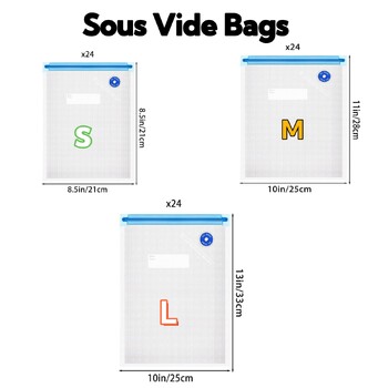 Sous Vide торбички, торбички за вакуумно запечатване без BPA за многократна употреба Вакуумни торбички за съхранение на храна за готвене/съхранение на храна/микровълново отопление