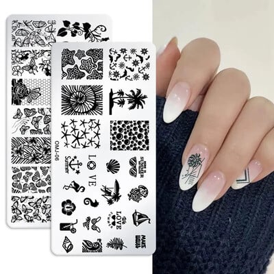 Snake Leopard Nail Art Stamping Plate Γεωμετρικές γραμμές Φύλλα Λουλούδια Σχεδιασμός νυχιών Πλάκες εκτύπωσης εικόνας στένσιλ Εργαλεία σφράγισης