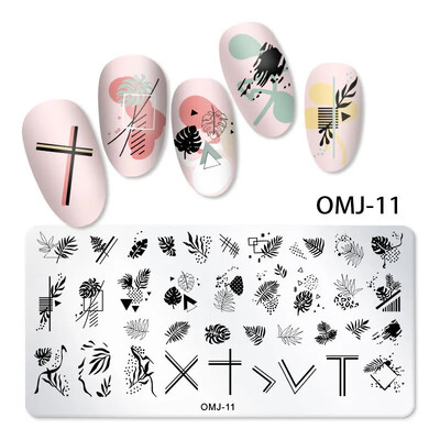 Snake Leopard Nail Art Stamping Plate Γεωμετρικές γραμμές Φύλλα Λουλούδια Σχεδιασμός νυχιών Πλάκες εκτύπωσης εικόνας στένσιλ Εργαλεία σφράγισης