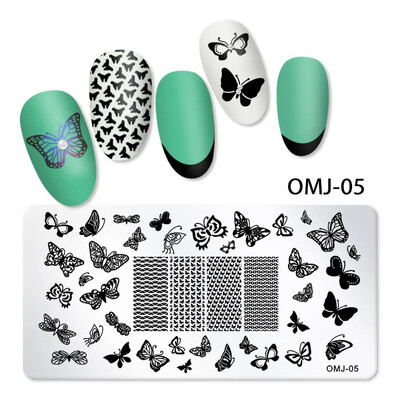 Snake Leopard Nail Art Stamping Plate Γεωμετρικές γραμμές Φύλλα Λουλούδια Σχεδιασμός νυχιών Πλάκες εκτύπωσης εικόνας στένσιλ Εργαλεία σφράγισης