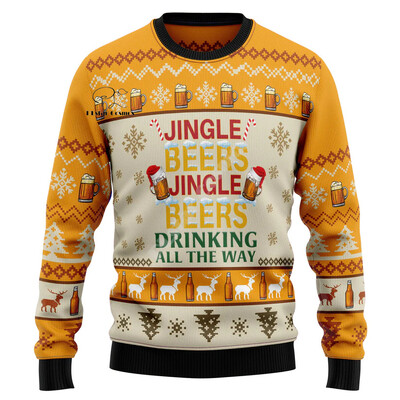 Božićni Djed Božićnjak Mačka Životinja Šarena tetovaža Retro 3Dprint Smiješni božićni Ružni pleteni pulover Harajuku Ležerni dugi rukavi X17