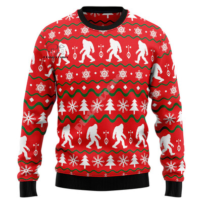 Božićni Djed Božićnjak Mačka Životinja Šarena tetovaža Retro 3Dprint Smiješni božićni Ružni pleteni pulover Harajuku Ležerni dugi rukavi X17