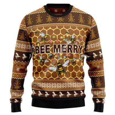 Božićni Djed Božićnjak Mačka Životinja Šarena tetovaža Retro 3Dprint Smiješni božićni Ružni pleteni pulover Harajuku Ležerni dugi rukavi X17