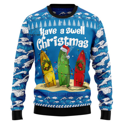 Božićni Djed Božićnjak Mačka Životinja Šarena tetovaža Retro 3Dprint Smiješni božićni Ružni pleteni pulover Harajuku Ležerni dugi rukavi X17