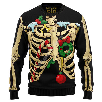 Božićni Djed Božićnjak Mačka Životinja Šarena tetovaža Retro 3Dprint Smiješni božićni Ružni pleteni pulover Harajuku Ležerni dugi rukavi X17
