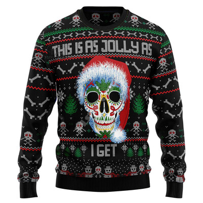 Božićni Djed Božićnjak Mačka Životinja Šarena tetovaža Retro 3Dprint Smiješni božićni Ružni pleteni pulover Harajuku Ležerni dugi rukavi X17