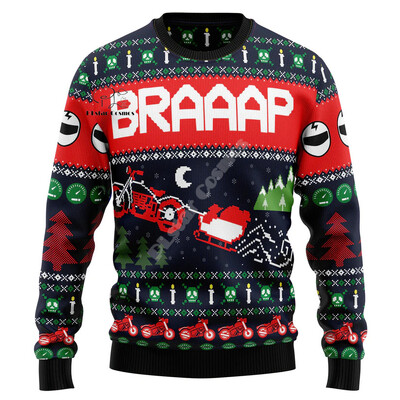 Božićni Djed Božićnjak Mačka Životinja Šarena tetovaža Retro 3Dprint Smiješni božićni Ružni pleteni pulover Harajuku Ležerni dugi rukavi X17