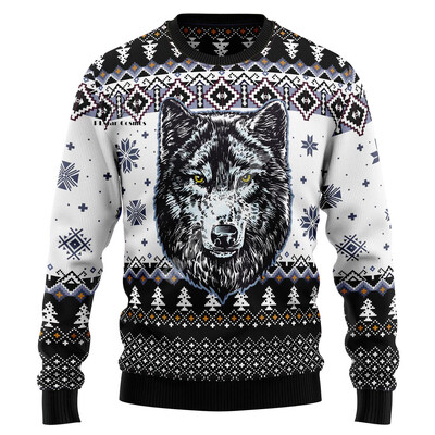 Božićni Djed Božićnjak Mačka Životinja Šarena tetovaža Retro 3Dprint Smiješni božićni Ružni pleteni pulover Harajuku Ležerni dugi rukavi X17