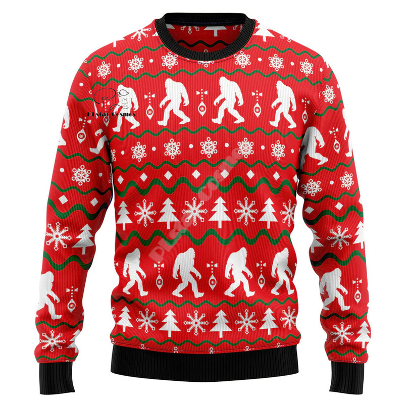 Božićni Djed Božićnjak Mačka Životinja Šarena tetovaža Retro 3Dprint Smiješni božićni Ružni pleteni pulover Harajuku Ležerni dugi rukavi X17