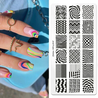 Πλάκες για σφράγιση νυχιών με εικόνα ζώου Tiger Zebra Leopard Print από ανοξείδωτο χάλυβα στένσιλ για μανικιούρ νυχιών Πρότυπα για σφραγίδες