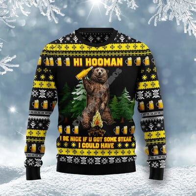 Xmas Santa Claus Cat Animal Colorful Tattoo Retro 3DPrint Funny Christmas Ugly πλεκτό πουλόβερ Harajuku Casual μακρυμάνικο X9