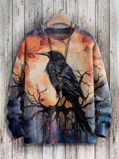 Xmas Santa Claus Cat Animal Colorful Tattoo Retro 3DPrint Funny Christmas Ugly πλεκτό πουλόβερ Harajuku Casual μακρυμάνικο X9