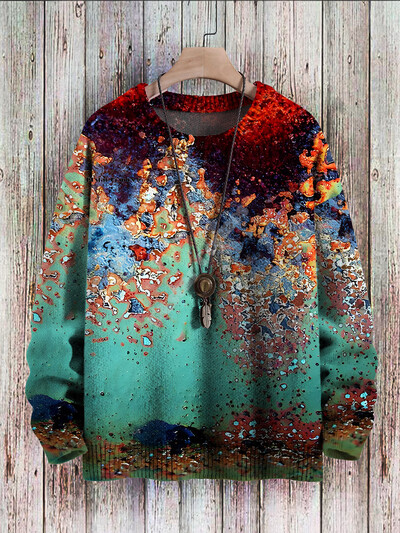 Xmas Santa Claus Cat Animal Colorful Tattoo Retro 3DPrint Funny Christmas Ugly πλεκτό πουλόβερ Harajuku Casual μακρυμάνικο X9