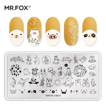 MRFOX Nail Stamping Plates Snowflakes and Animals Nail Art Plate από ανοξείδωτο ατσάλι Πρότυπο σφραγίδας για εκτύπωση εργαλείο στένσιλ