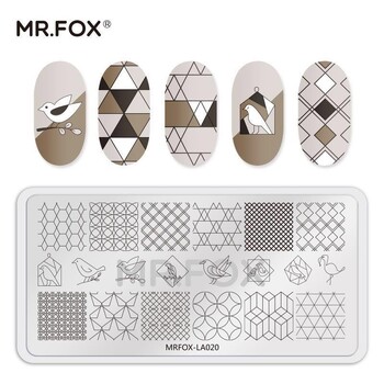 MRFOX Nail Stamping Plates Snowflakes and Animals Nail Art Plate από ανοξείδωτο ατσάλι Πρότυπο σφραγίδας για εκτύπωση εργαλείο στένσιλ