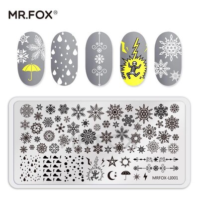 MRFOX Nail Stamping Plates Snowflakes and Animals Nail Art Plate από ανοξείδωτο ατσάλι Πρότυπο σφραγίδας για εκτύπωση εργαλείο στένσιλ