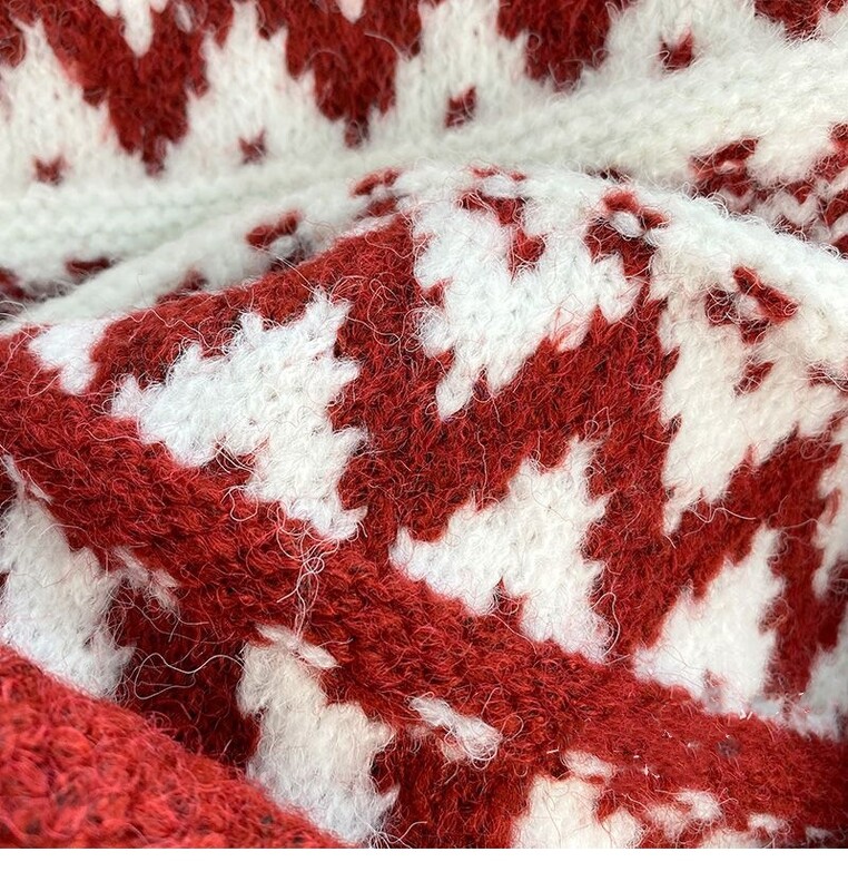 Φθινόπωρο/Χειμώνας 2024 Νέο Παχύ κόκκινο Χριστουγεννιάτικο Κομψό, Ρετρό Φαρδιά Εξωτερικά Ενδύματα Τεμπέλικο πουλόβερ