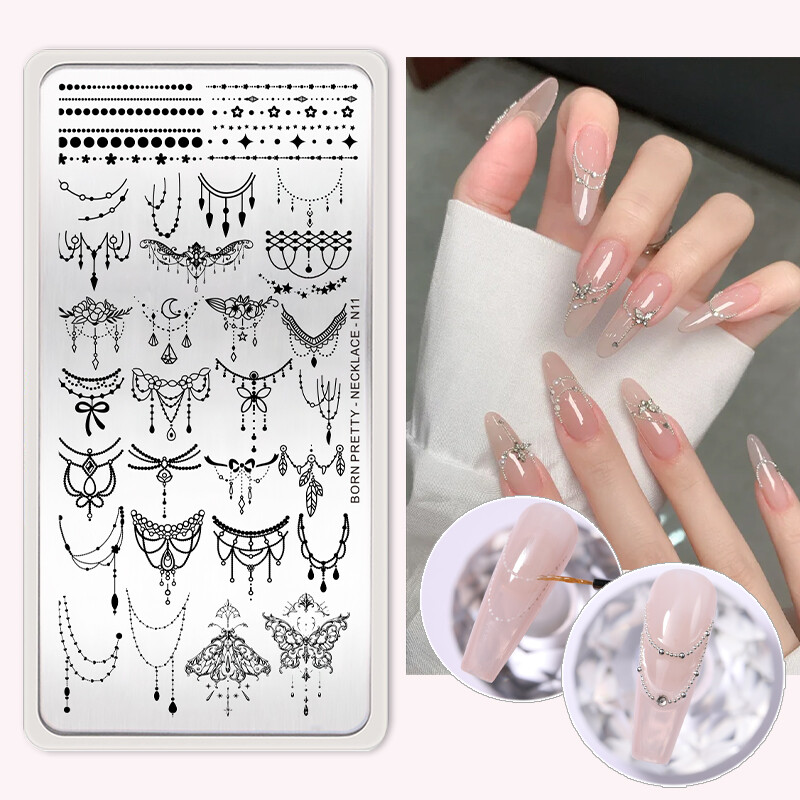 BORN PRETTY CHURCH WINDOW Pločice za utiskivanje noktiju Predlošci za nokte Printing Butterfly French Nails Alat za šablone od nehrđajućeg čelika