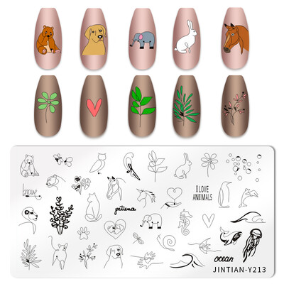 Εργαλεία εκτύπωσης νυχιών με στένσιλ για το Halloween Nail Art Πρότυπο σχεδίασης πλάκας σφράγισης κολοκύθας Heart Wave Line Ghost spider Bat Image Stencil Nail Printing