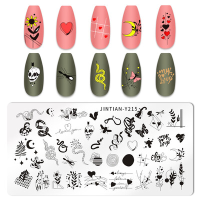 Εργαλεία εκτύπωσης νυχιών με στένσιλ για το Halloween Nail Art Πρότυπο σχεδίασης πλάκας σφράγισης κολοκύθας Heart Wave Line Ghost spider Bat Image Stencil Nail Printing