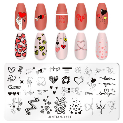 Εργαλεία εκτύπωσης νυχιών με στένσιλ για το Halloween Nail Art Πρότυπο σχεδίασης πλάκας σφράγισης κολοκύθας Heart Wave Line Ghost spider Bat Image Stencil Nail Printing
