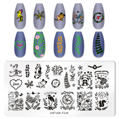 Εργαλεία εκτύπωσης νυχιών με στένσιλ για το Halloween Nail Art Πρότυπο σχεδίασης πλάκας σφράγισης κολοκύθας Heart Wave Line Ghost spider Bat Image Stencil Nail Printing
