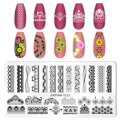Εργαλεία εκτύπωσης νυχιών με στένσιλ για το Halloween Nail Art Πρότυπο σχεδίασης πλάκας σφράγισης κολοκύθας Heart Wave Line Ghost spider Bat Image Stencil Nail Printing