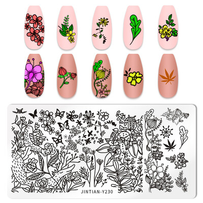 Εργαλεία εκτύπωσης νυχιών με στένσιλ για το Halloween Nail Art Πρότυπο σχεδίασης πλάκας σφράγισης κολοκύθας Heart Wave Line Ghost spider Bat Image Stencil Nail Printing