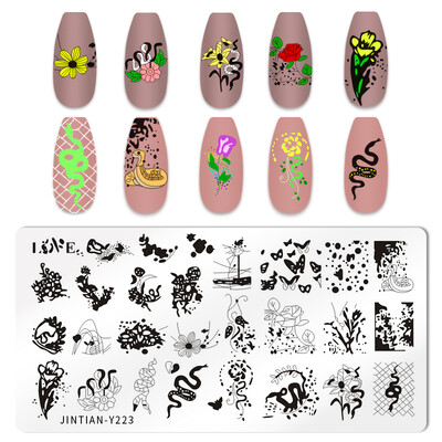 Εργαλεία εκτύπωσης νυχιών με στένσιλ για το Halloween Nail Art Πρότυπο σχεδίασης πλάκας σφράγισης κολοκύθας Heart Wave Line Ghost spider Bat Image Stencil Nail Printing