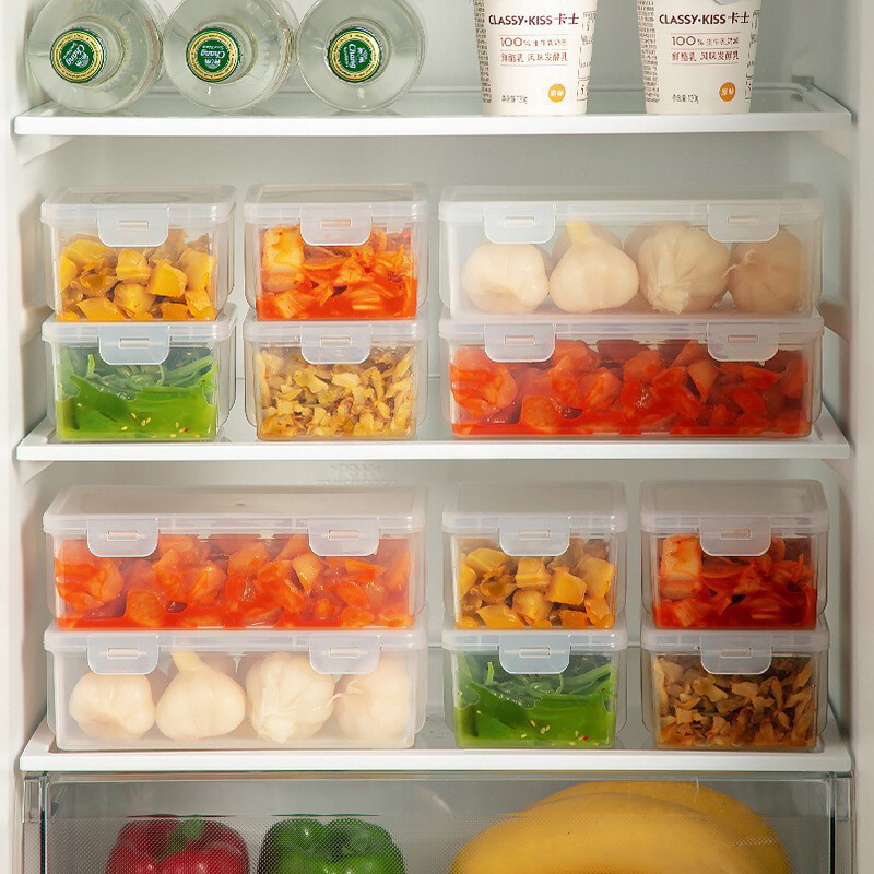 Maisto laikymo dėžutės šaldytuvas Uždaryta šviežiai laikymo dėžutė Virtuvės organizatorius Skaidrus laiškinio svogūno imbiero česnako laikymo indas