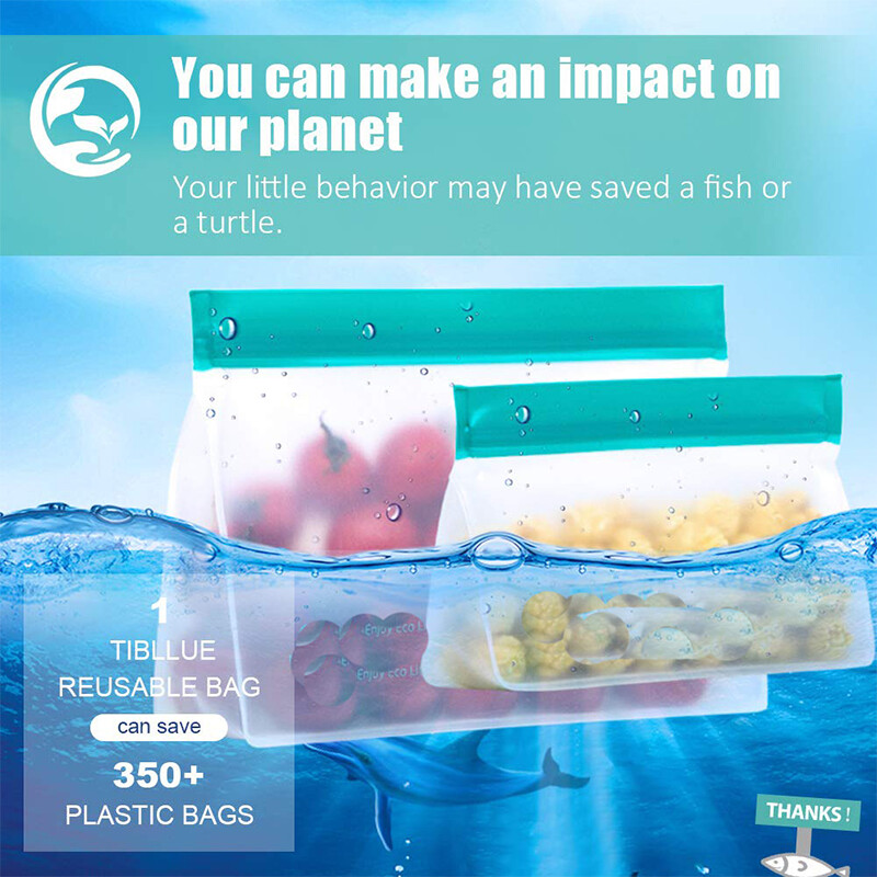 4 tk / komplekt püstitatav toidu säilituskott Korduvkasutatav sügavkülmikuga suletud kott Ziplock silikoonist PEVA kott Köögikott Säilitus värsked kotid