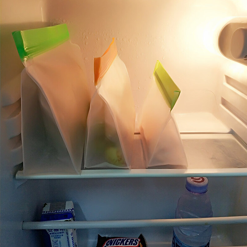 4 tk / komplekt püstitatav toidu säilituskott Korduvkasutatav sügavkülmikuga suletud kott Ziplock silikoonist PEVA kott Köögikott Säilitus värsked kotid